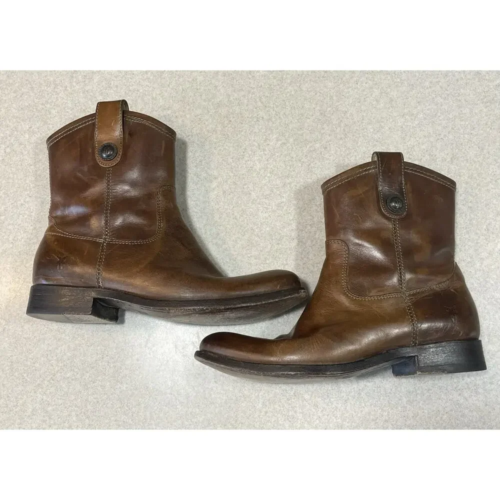 Women's Size 6B Frye Boots Melissa Button Short Brown Riding Style 77897-Western - Picture 6 of 13